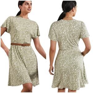 Boden NWT Flutter Sleeve Jersey Dress Pea Oriental Paradise Size 8R Green Floral